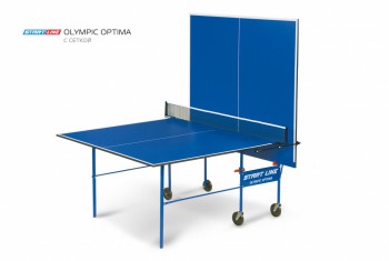 Теннисный стол  Start Line  Olympic Optima blue - компактный стол для небольших помещений со встроенной сеткой - Sport Kiosc